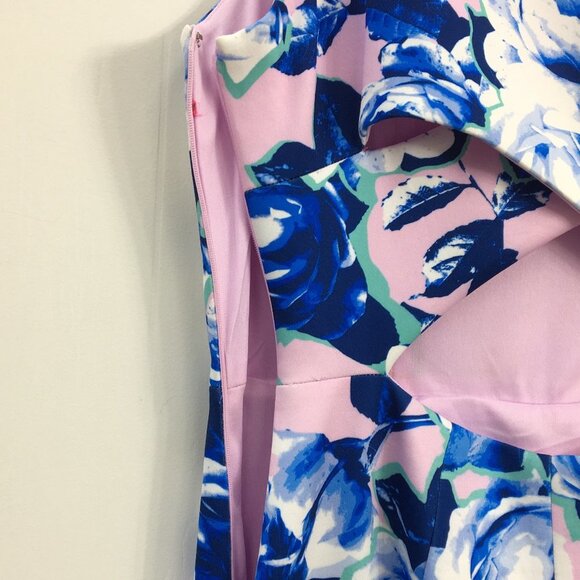 Betsy Johnson Blue and Pink Floral Design Sleeveless Open Back Midi Dress Size 8 - Picture 7 of 9